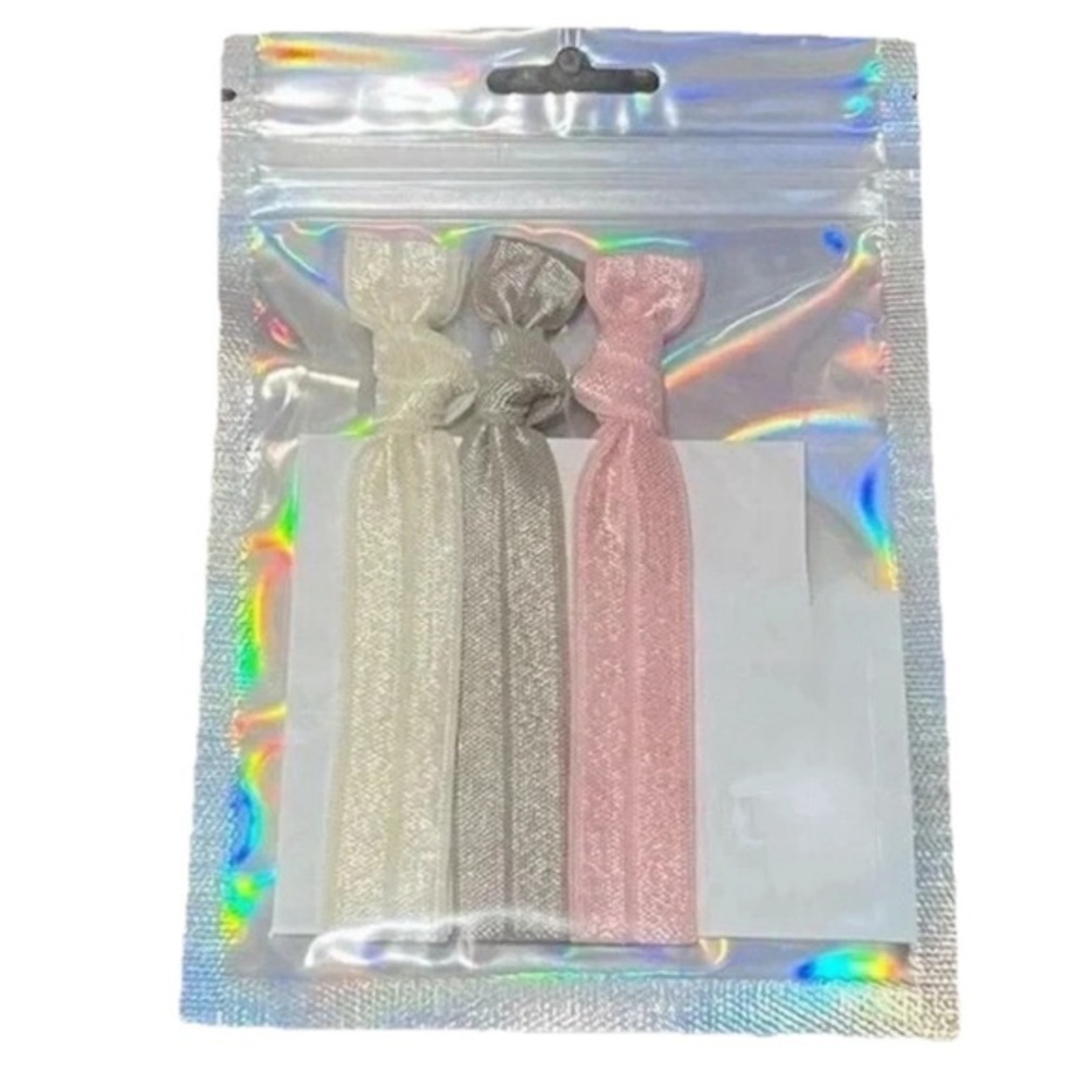 Set of 3 Neutral Fold-Over Knotted Elastic Hair Ties No-Crease Soft & Stylish